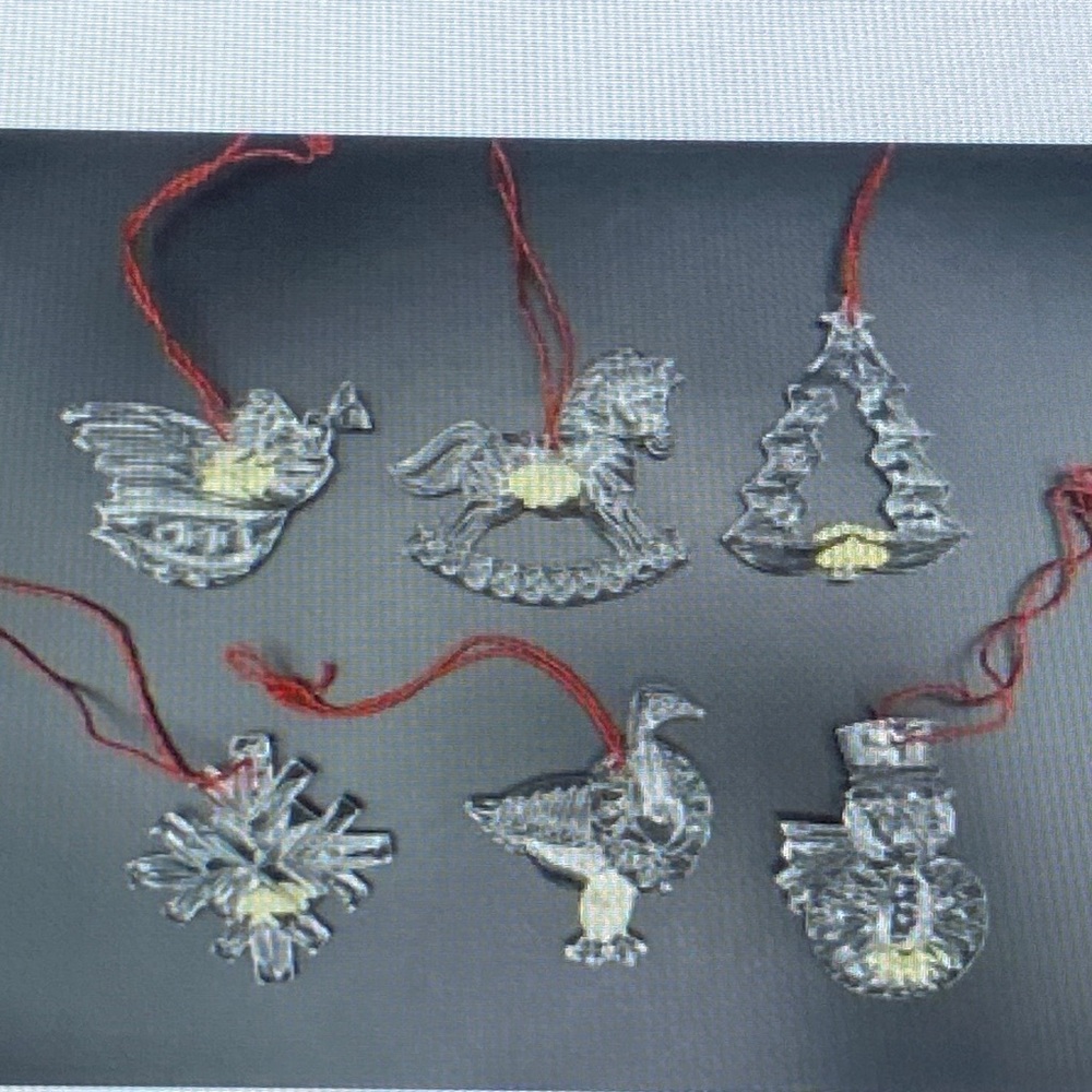 Gorham Crystal Christmas Ornaments Lot Of 6 Tree Angel Snowflake Snowman Germany
